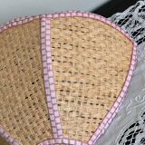 Flower applique in raffia and pink fabrics