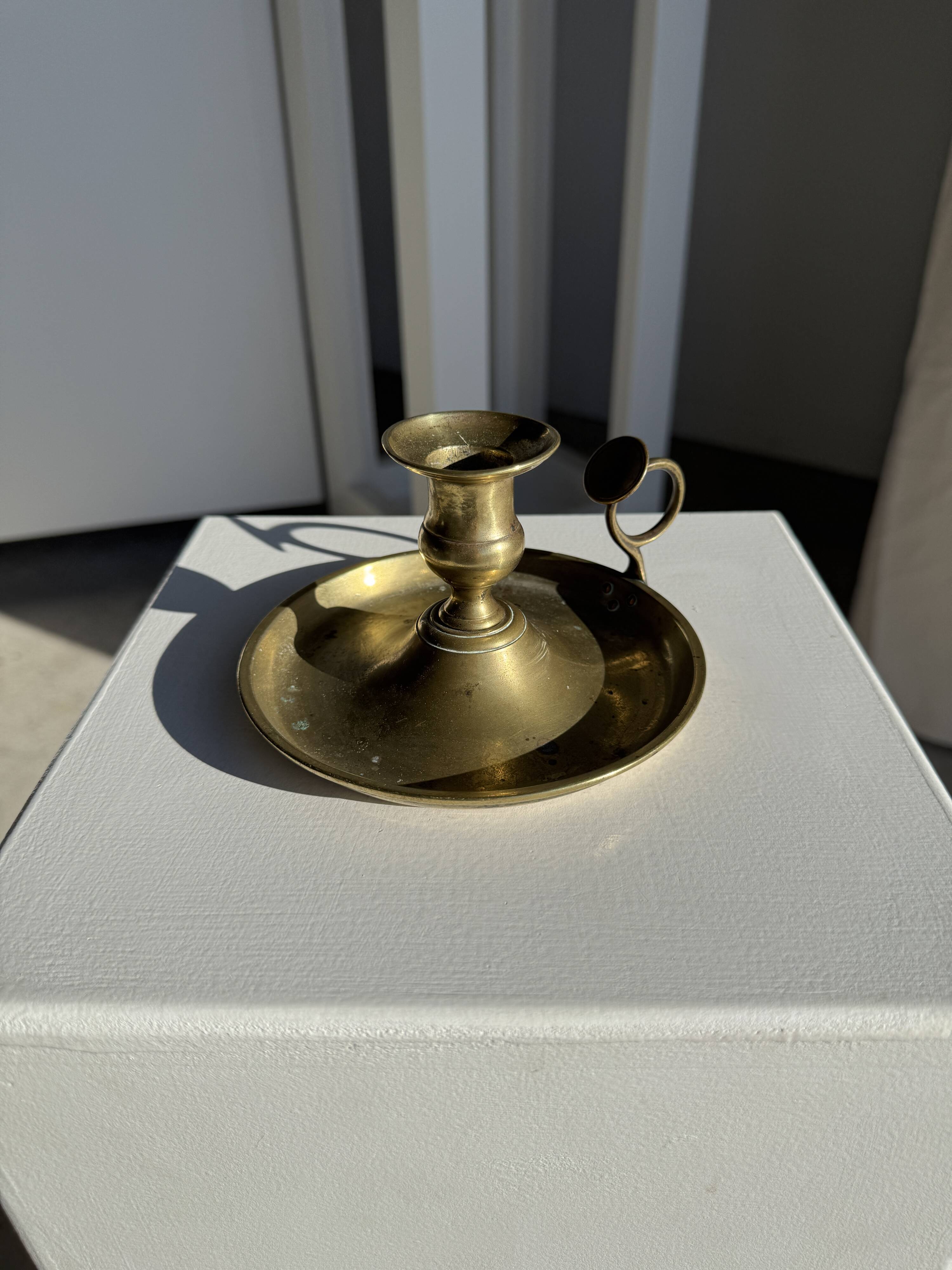 Antique gold hand candlestick H8 D14