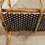 Vintage metal metal perforated magazine holder