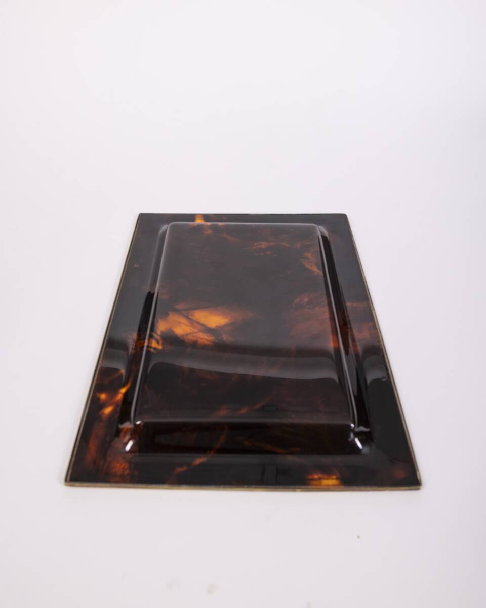Vintage Italian Brass and Acrylic Glass Tray, 1970s