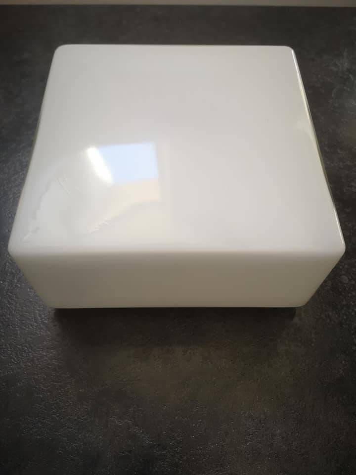 Old vintage square opaline ceiling/wall light 1960/70