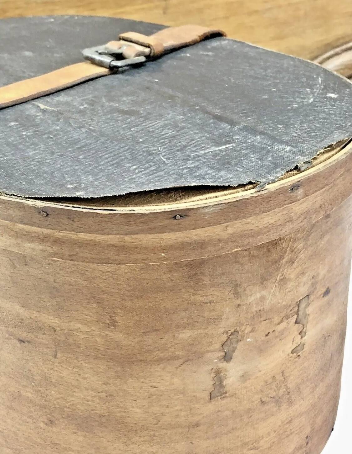 Old bent wood fur hat box