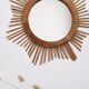 Old sun mirror 49 cm in rattan, star.
