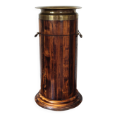 Vintage Florentine umbrella stand made of reclaimed wood and brass.