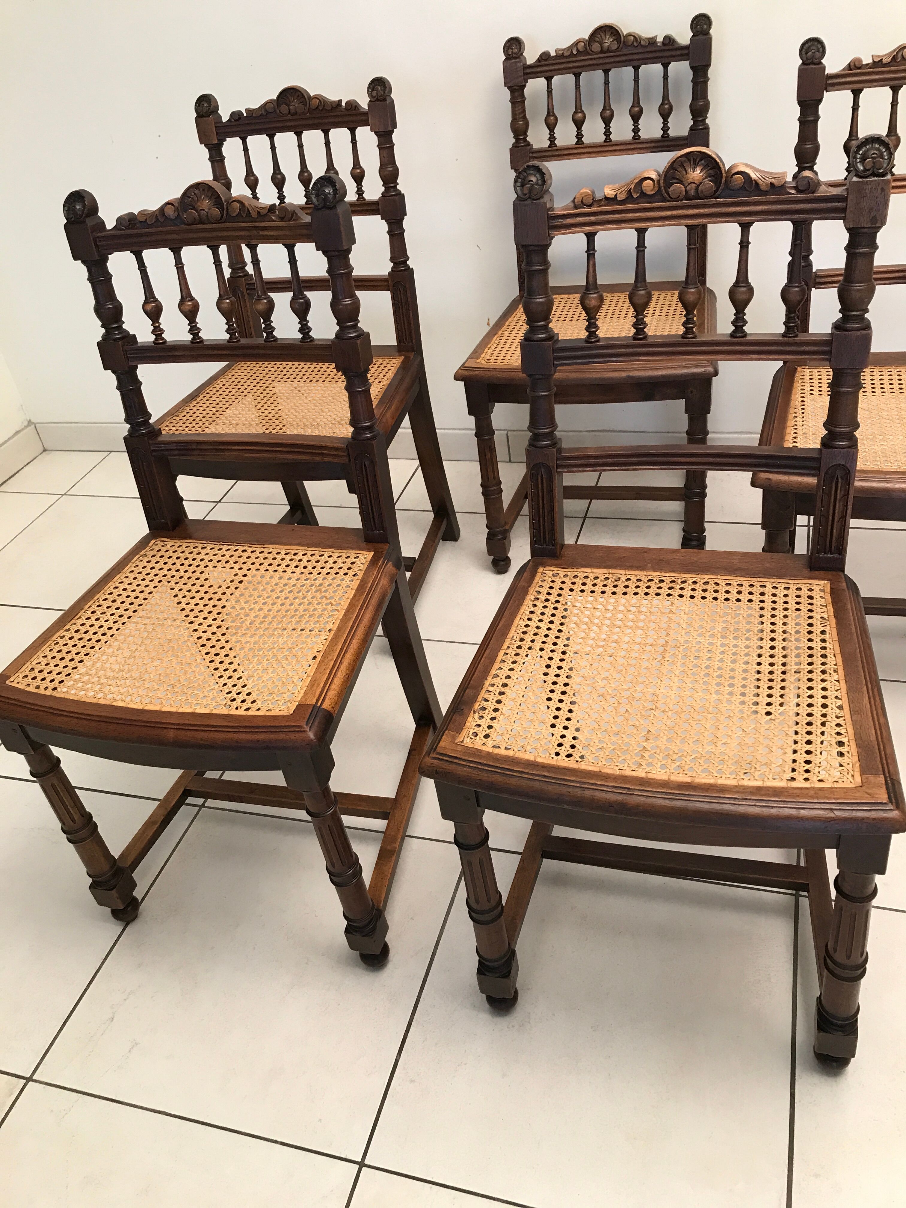 5 canne chairs Henry II style 1900
