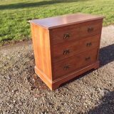 Commode 3 tiroirs noyer et laiton
