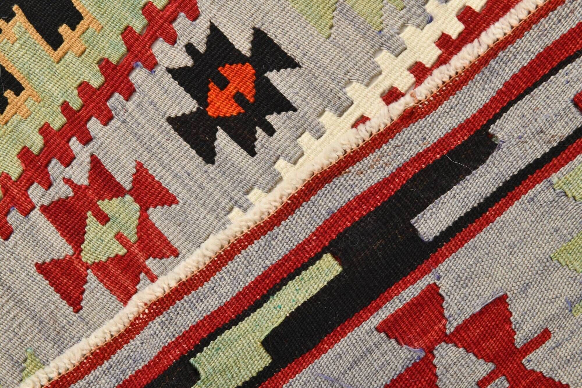3x5 Red Green Tribal Vintage Kilim Rug, 88x147Cm
