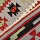 3x5 Red Green Tribal Vintage Kilim Rug, 88x147Cm