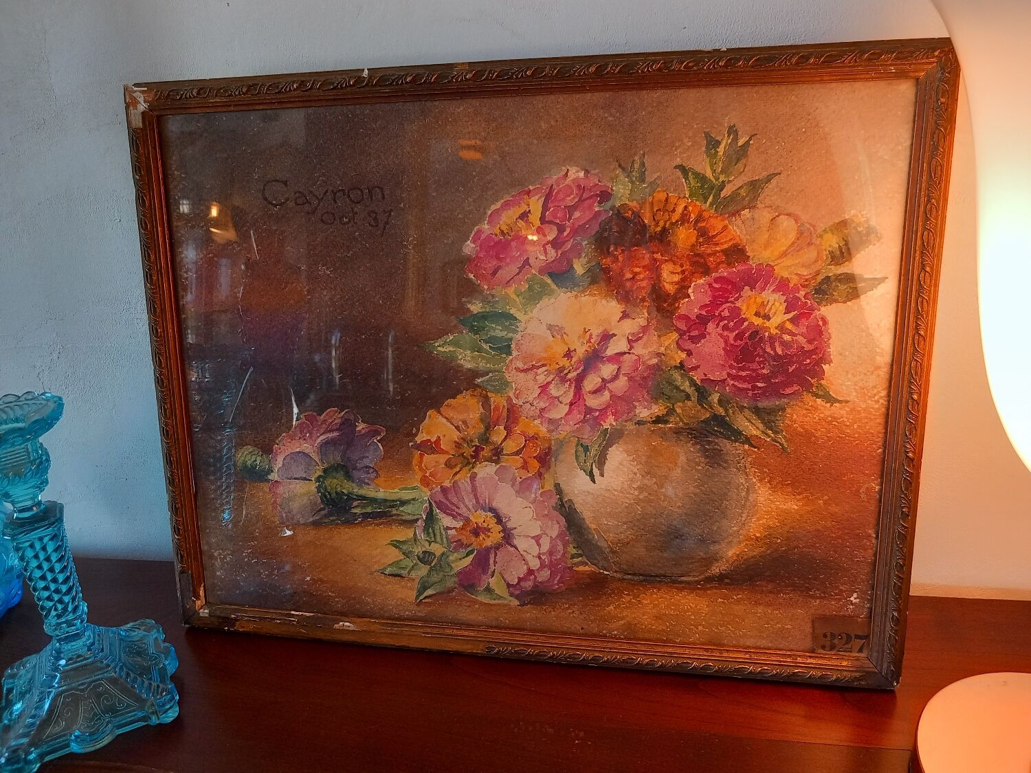 Nature painting with bouquet of flowers