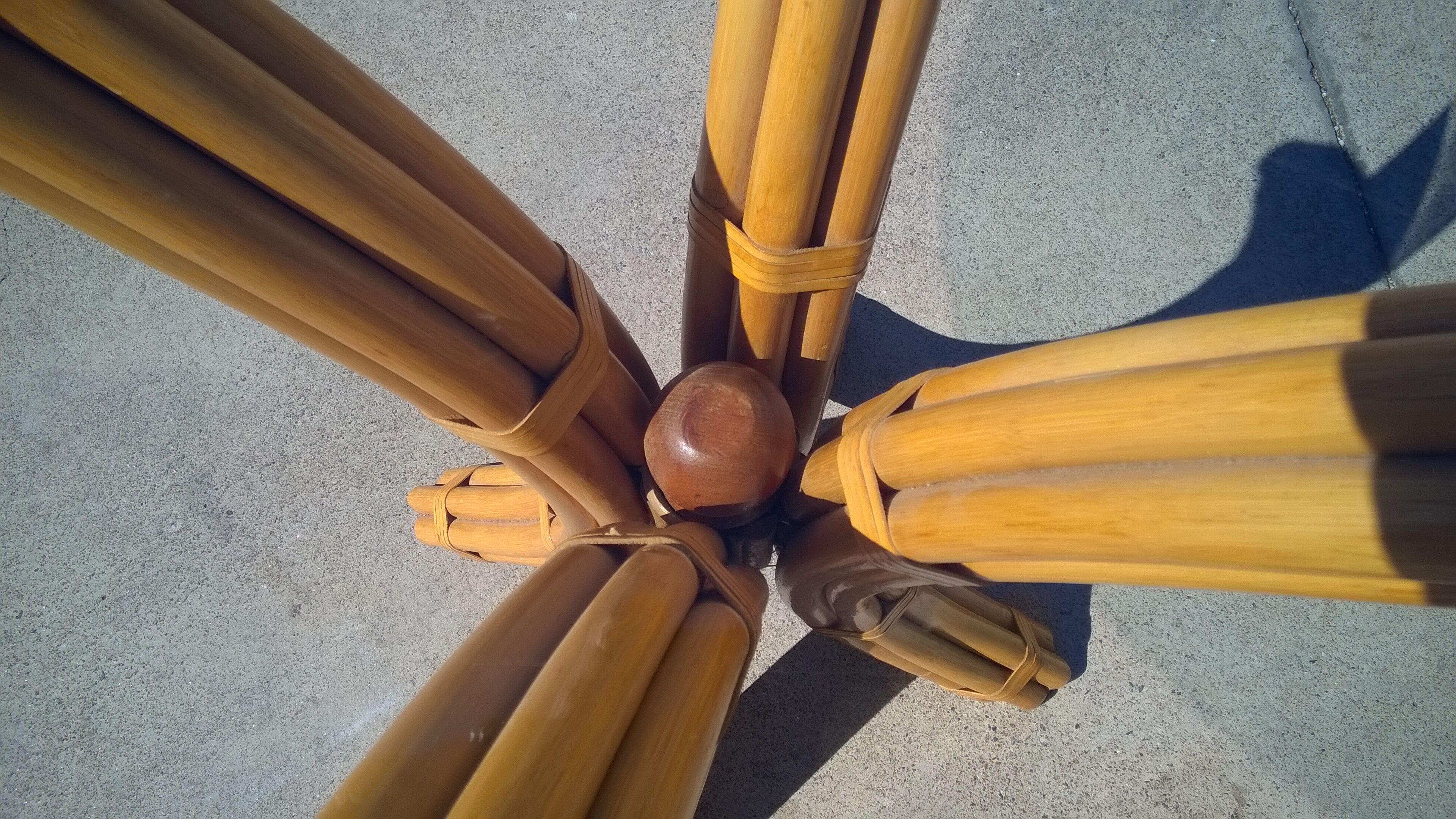 Bamboo and glass dining table