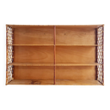 Large rattan bookcase shelf from the 60s