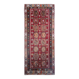 6x15 Wine Red & Green Vintage Kilim Rug, 198x468Cm