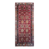 6x15 Wine Red & Green Vintage Kilim Rug, 198x468Cm