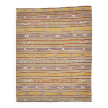 Kilim turc jaune et violet doux 5x6, 168x135