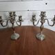 Pair of Louis XVI style candlesticks in silver-plated bronze