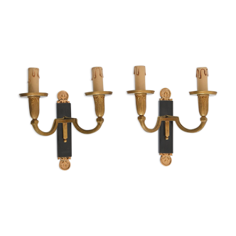 Pair of Empire style bronze wall lamps