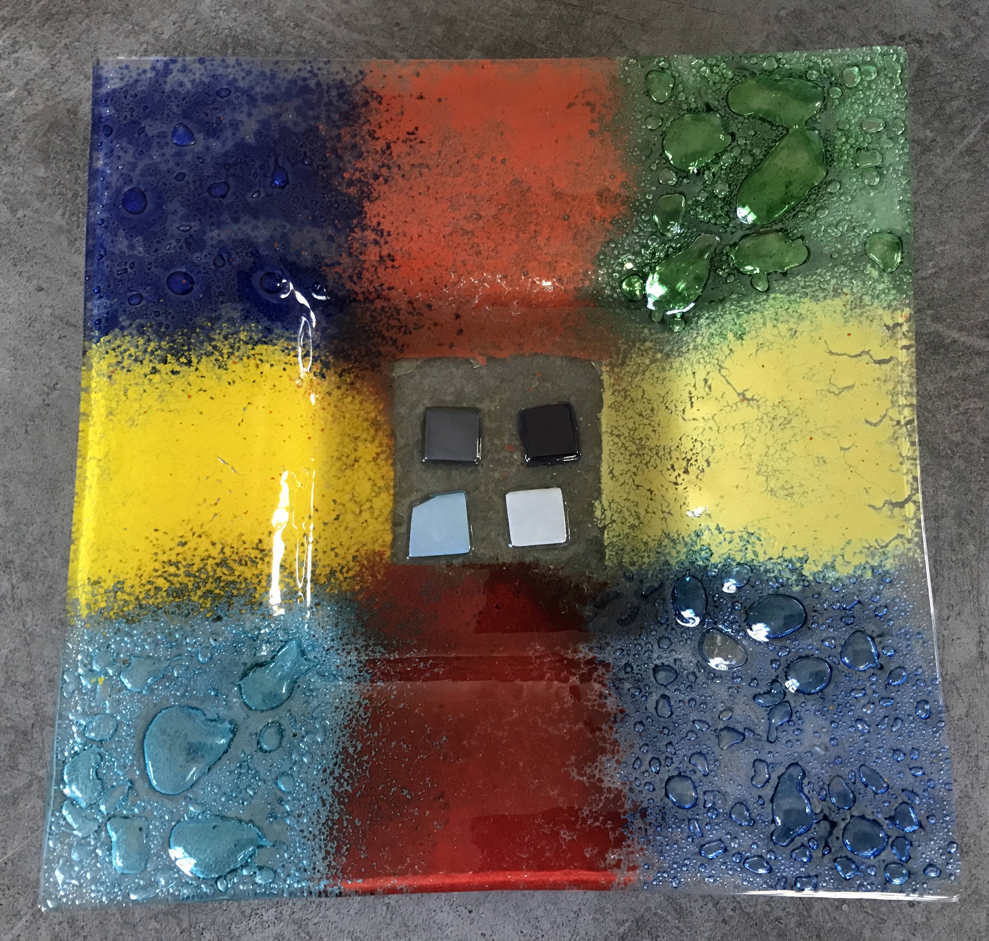 Murano art glass pocket tray, color blocks
