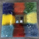 Murano art glass pocket tray, color blocks