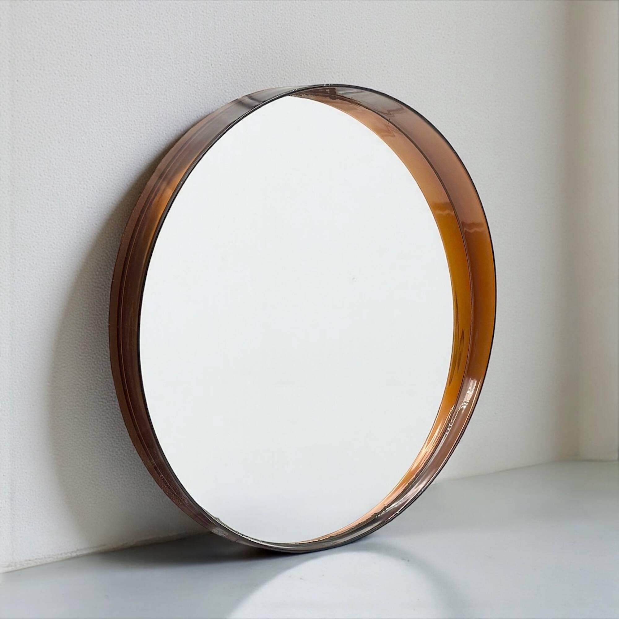 Miroir mural Space Age ambre français années 70