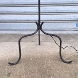 1950s wrought iron tripod floor lamp