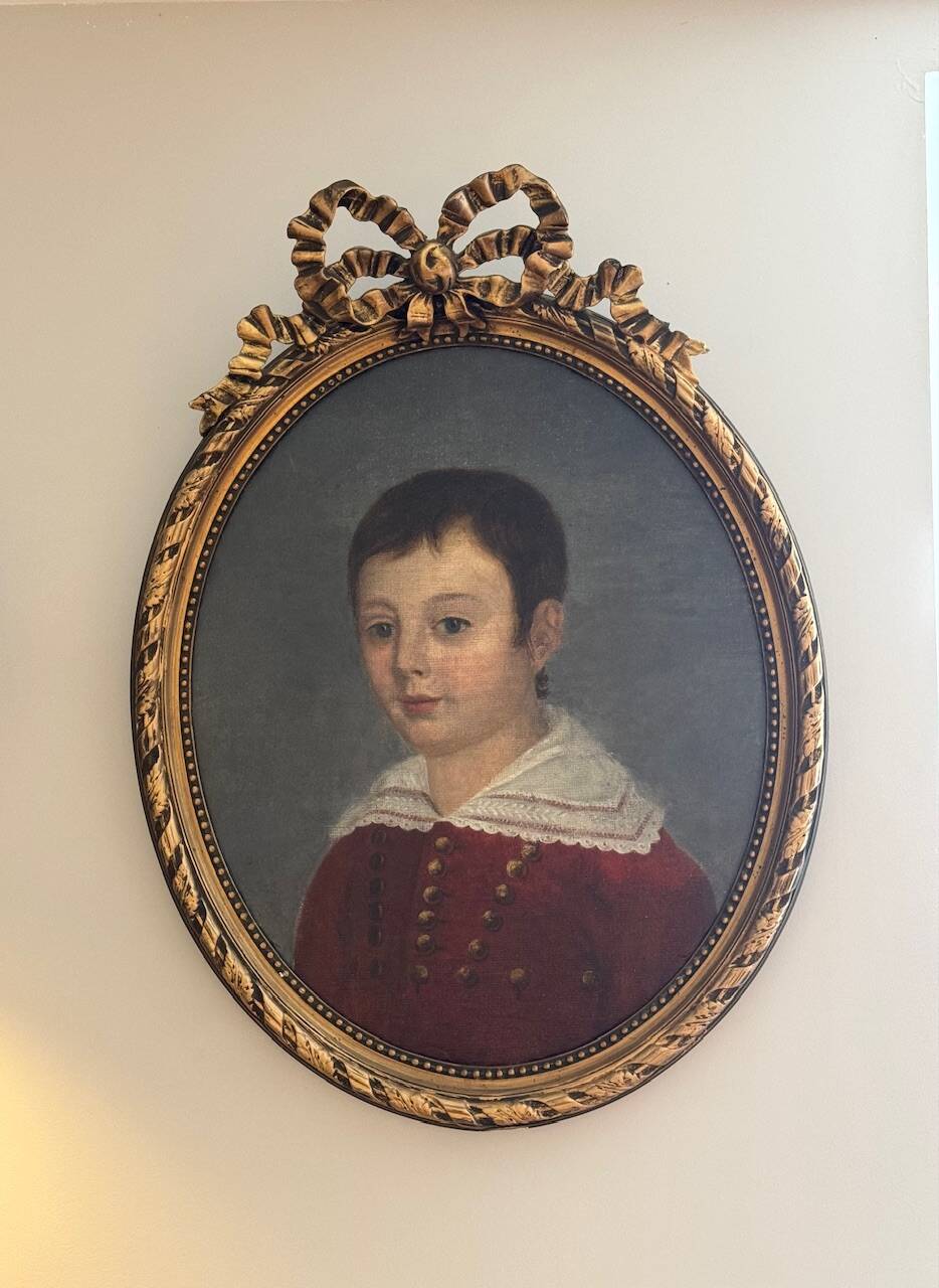 Old painting, portrait of a young boy 19th century