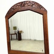Art Deco oak mirror with carved motif