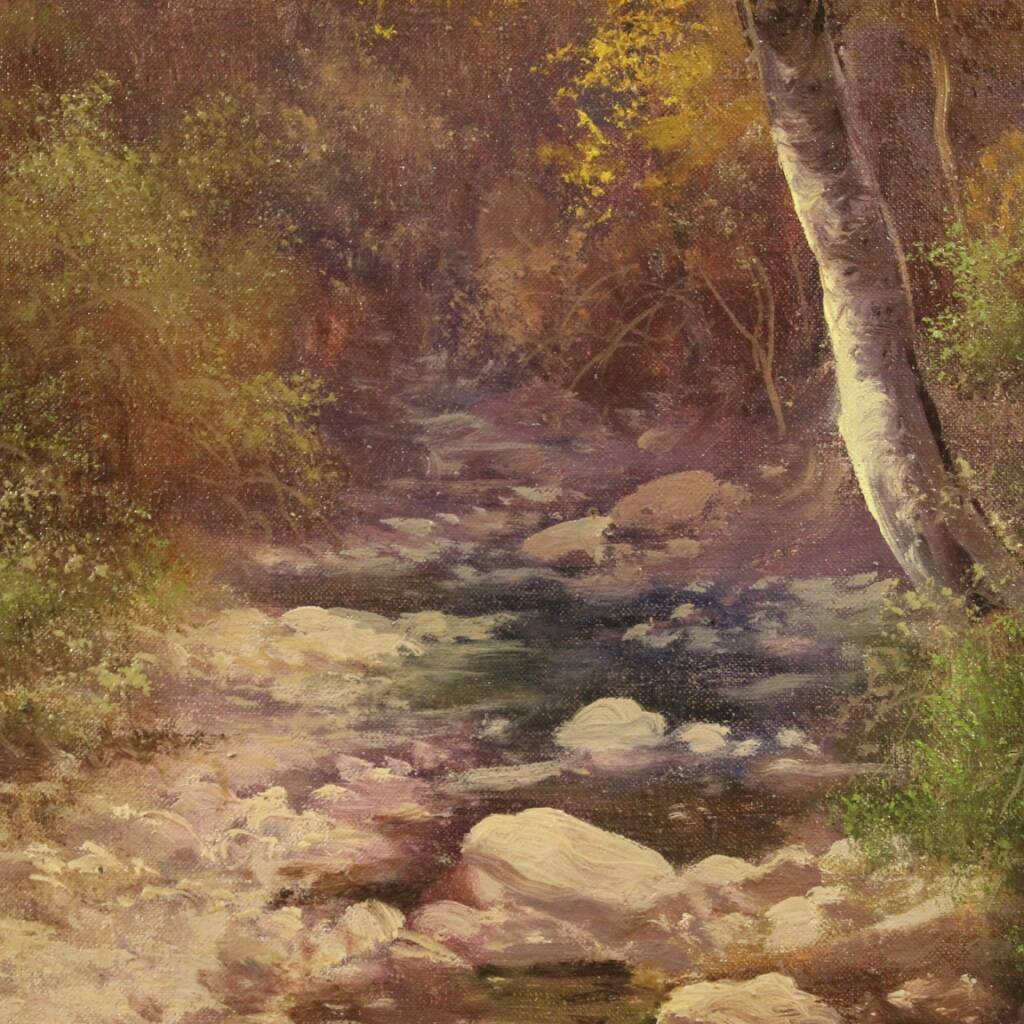 Peinture signée H. Marko vue boisée avec rivière du 19ème siècle
