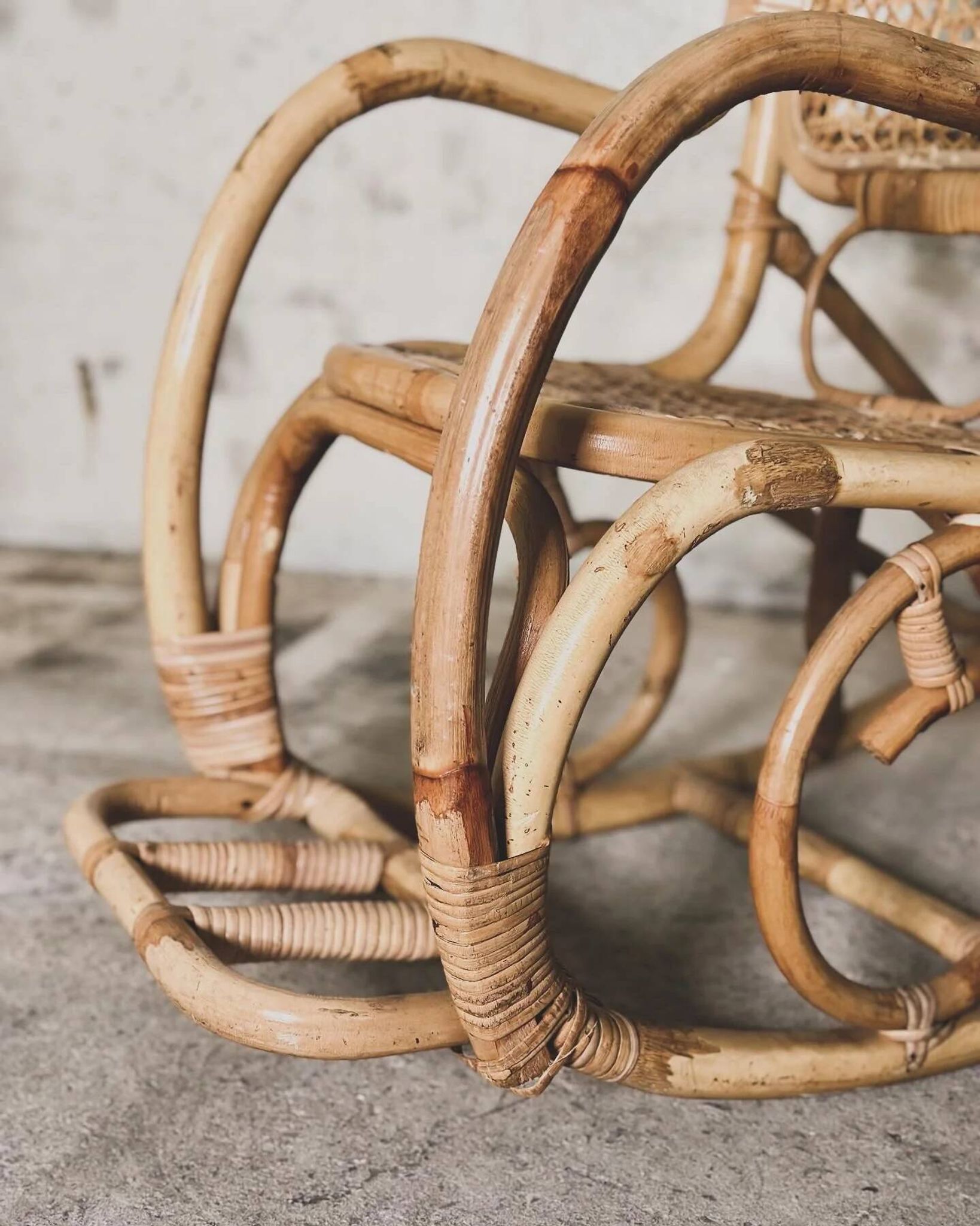 Rattan and cane rocking chair