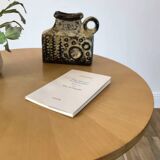 Tripod coffee table in wood and two-tone marquetry Scandinavian design 50s-60s
