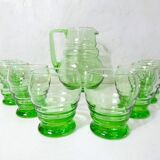 ancien service 10 verres à eau et carafe en verre soufflé