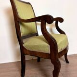 Pretty Empire period office armchair in mahogany with patterned tapestry
