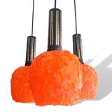 Orange Lucite Spaghetti 3 light cascading chandelier lamp