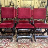 Suite de 6 chaises piètement X chêne