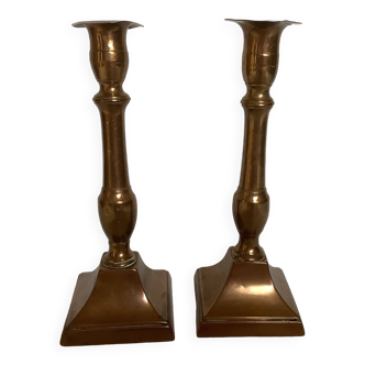 Pair of old brass candlesticks