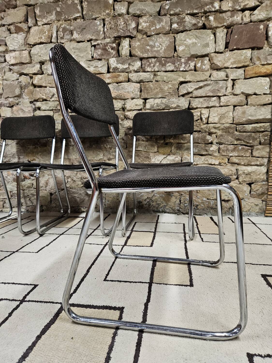 Set of four vintage 1970 sled chairs