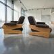 Set of 2 vintage brown brutalist armchairs / individual armchairs
