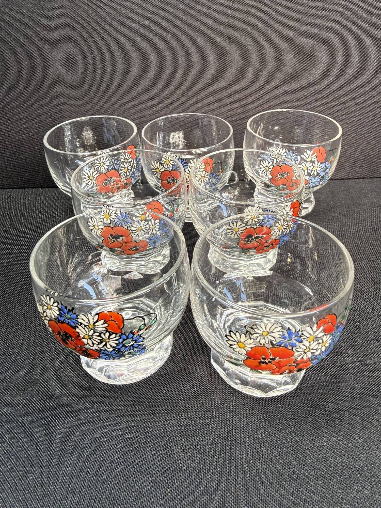 Enamelled glass service signed