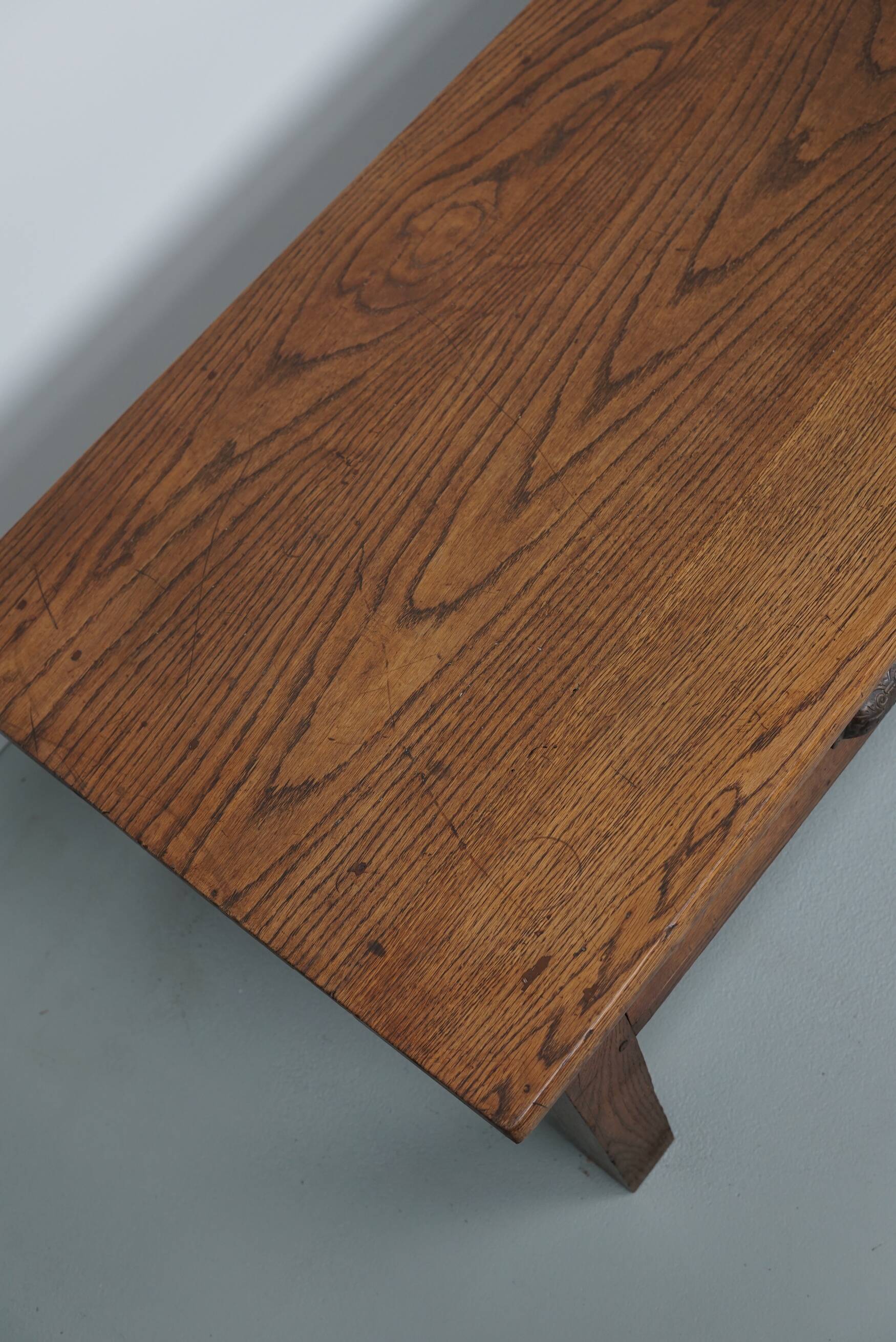 French xixth century farmhouse rustic oak coffee table