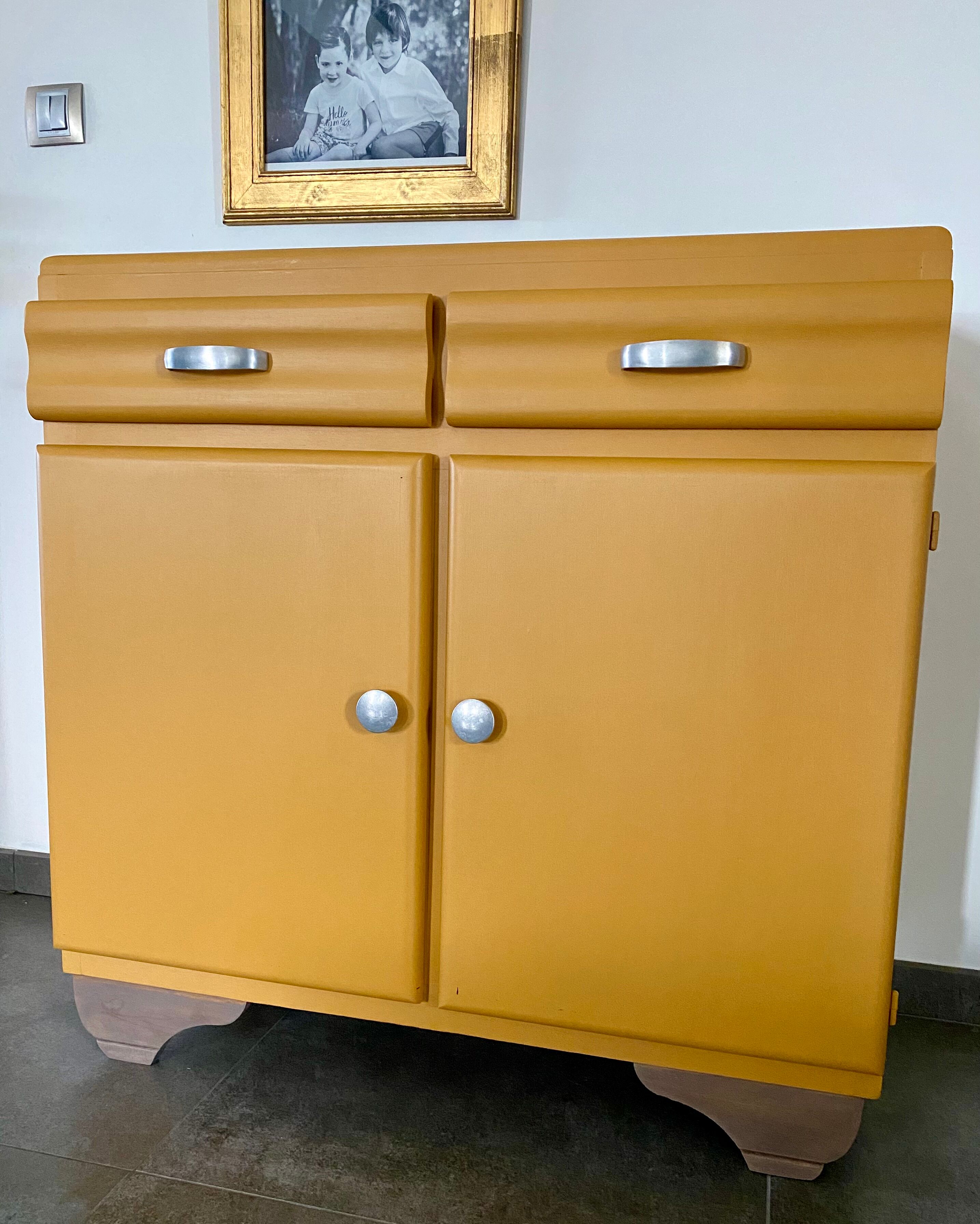 Low style Mado sideboard restyled yellow
