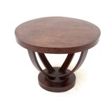 1930 wooden coffee table, double lyre foot