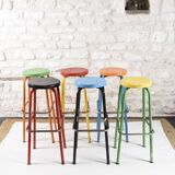 Set of 6 industrial high stools