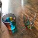 Two Shot Glasses,: One Murano, One CC Zechin using Murano Techniques.