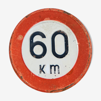 Panneau de signalisation 60 km/h ancien