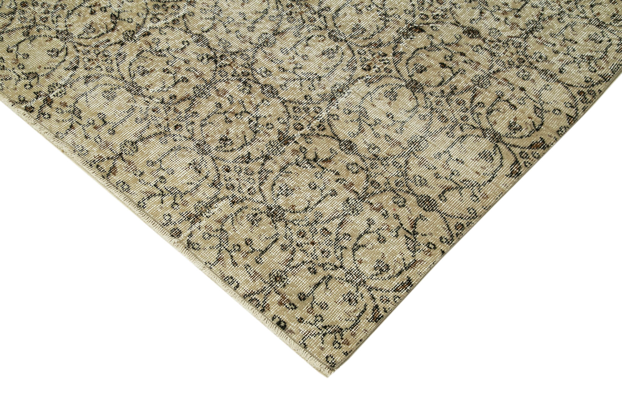 Handwoven antique anatolian beige rug 207 cm x 297 cm