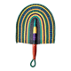 Bolga African fan, woven purple orange yellow green black