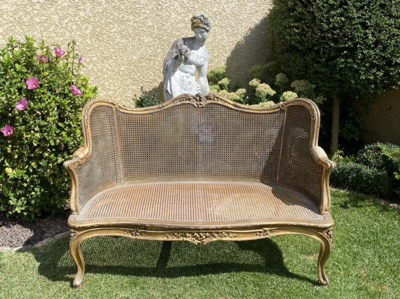 Sofa canage bench - gilded wood Louis XV style