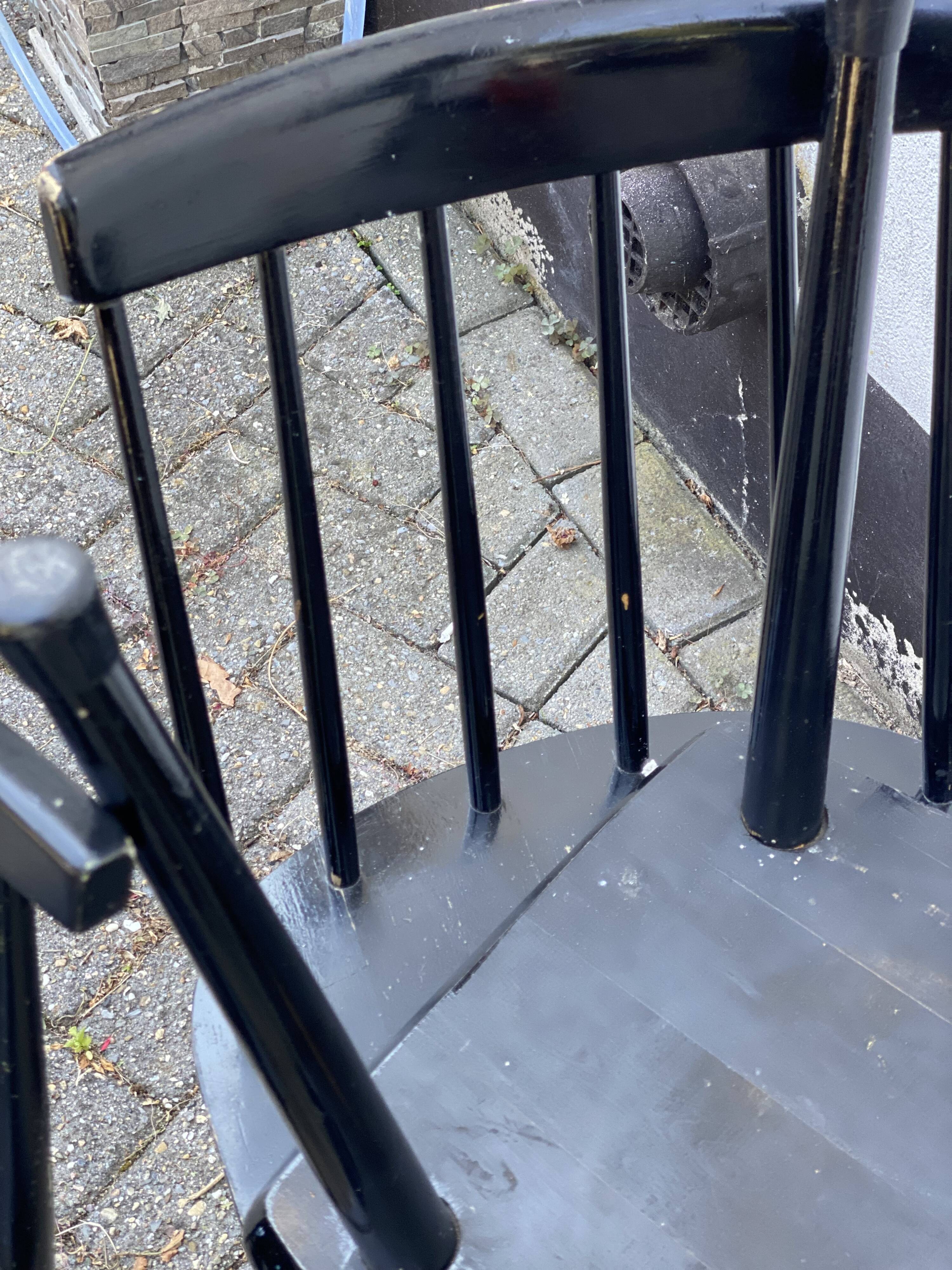 Set of 4 black laquered dining chairs