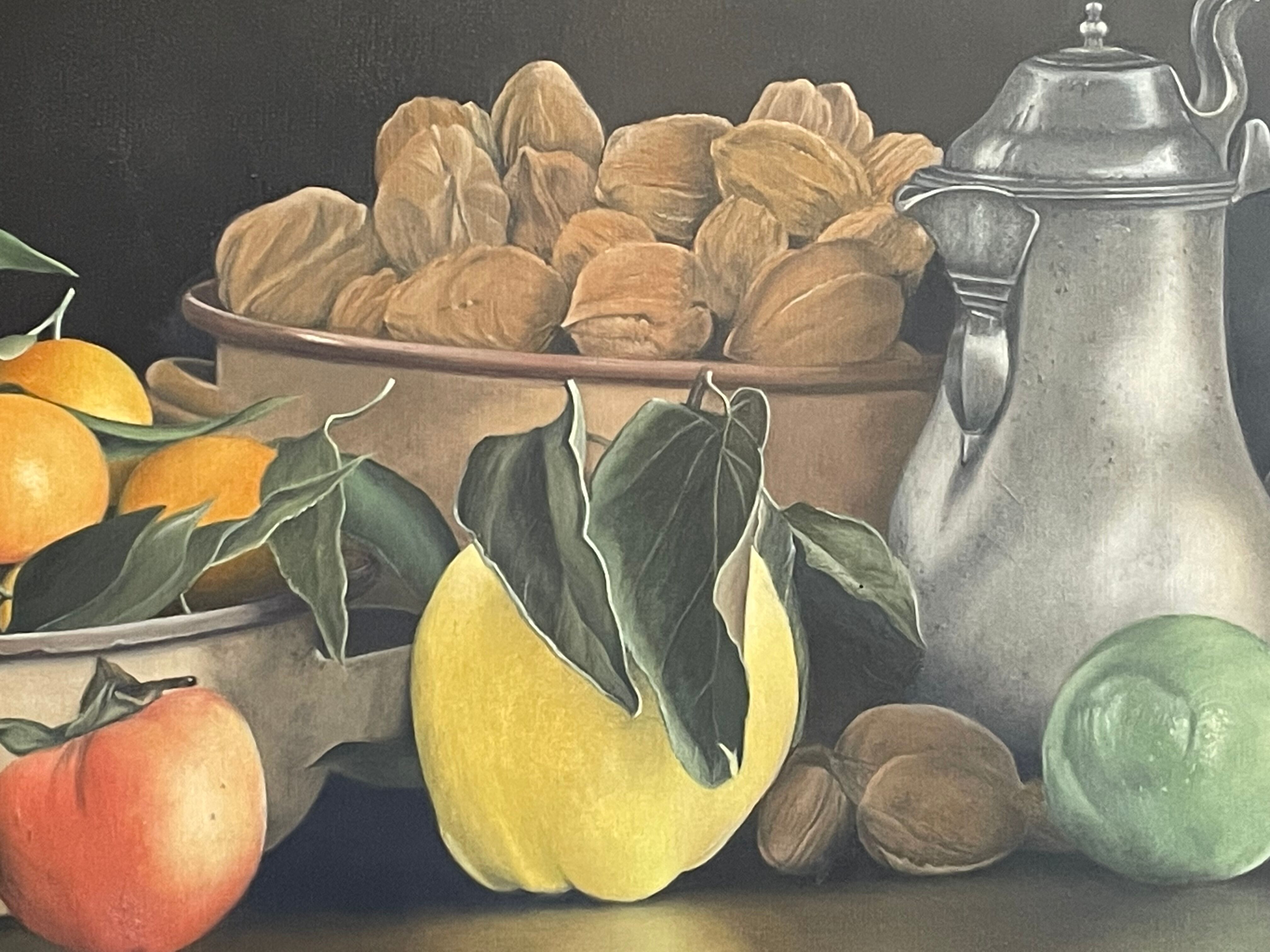 Oil on canvas, still life with fruit