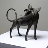 Subject, lion, hyena, beast in Bronze from Benin Dahomey Cotonou vintage/old