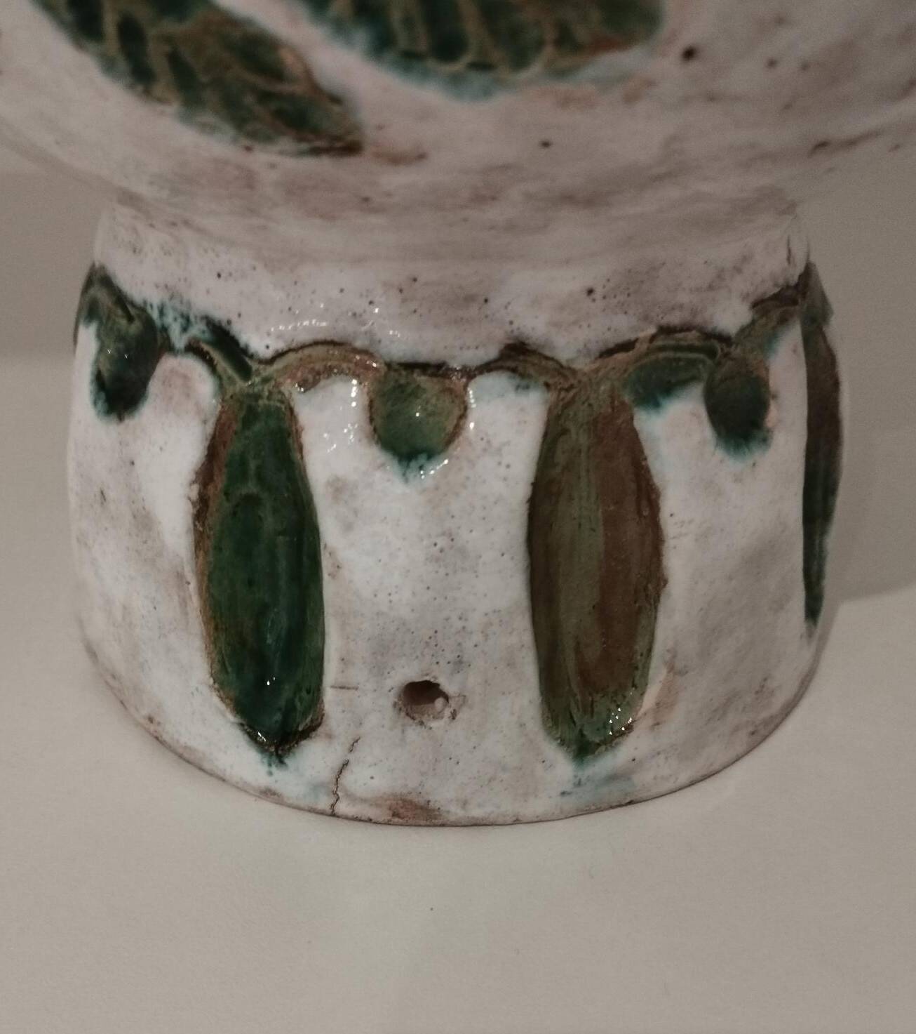 Lamp base with incised decoration